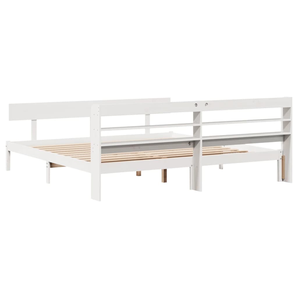 Bedframe zonder matras massief grenenhout wit 180x200 cm