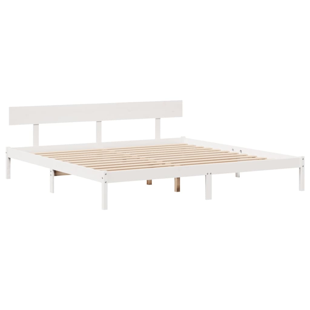 Bedframe zonder matras massief grenenhout wit 180x200 cm