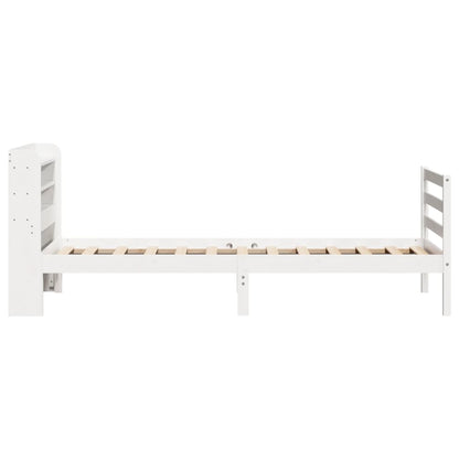 Bedframe met hoofdbord massief grenenhout wit 75x190 cm