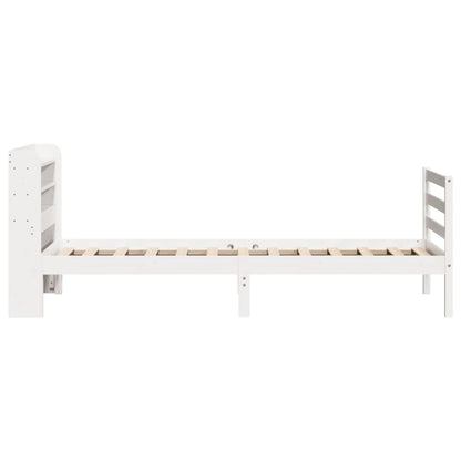 Bedframe met hoofdbord massief grenenhout wit 90x190 cm