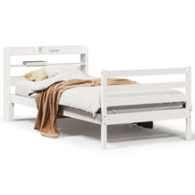 Bedframe met hoofdbord massief grenenhout wit 90x190 cm