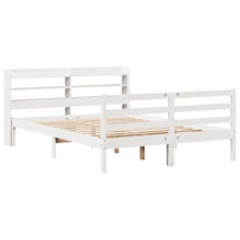 Bedframe met hoofdbord massief grenenhout wit 120x190 cm