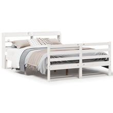Bedframe met hoofdbord massief grenenhout wit 120x190 cm
