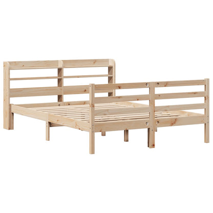 Bedframe met hoofdbord massief grenenhout 140x190 cm