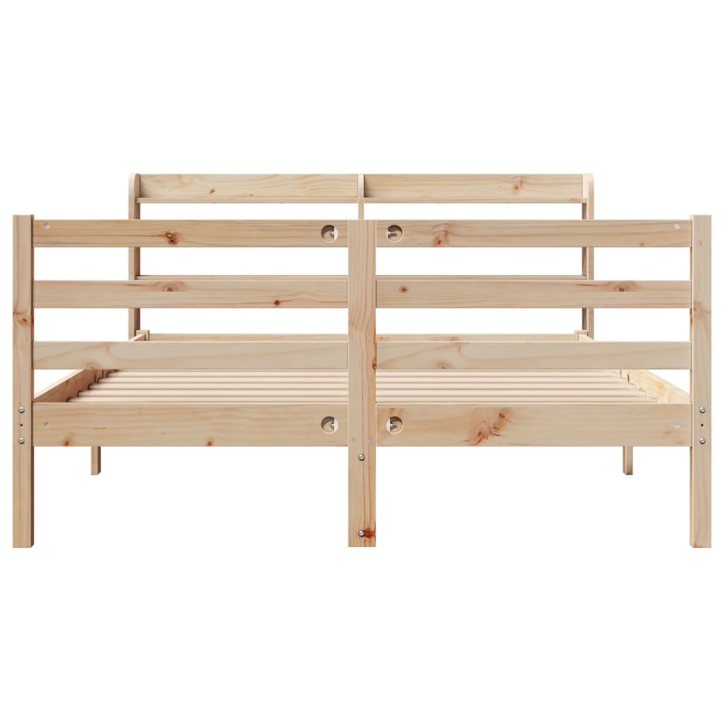 Bedframe met hoofdbord massief grenenhout 140x190 cm