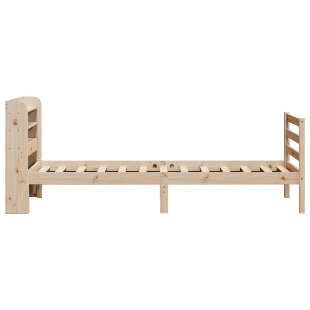 Bedframe met hoofdbord massief grenenhout 90x200 cm