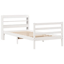 Bedframe met hoofdbord massief grenenhout wit 90x200 cm