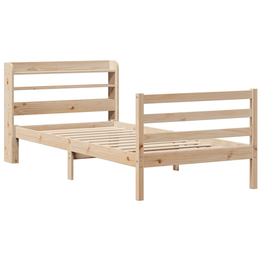 Bedframe met hoofdbord massief grenenhout 100x200 cm