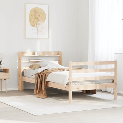 Bedframe met hoofdbord massief grenenhout 100x200 cm