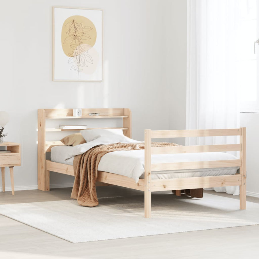 Bedframe met hoofdbord massief grenenhout 100x200 cm