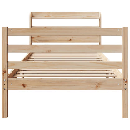 Bedframe met hoofdbord massief grenenhout 100x200 cm