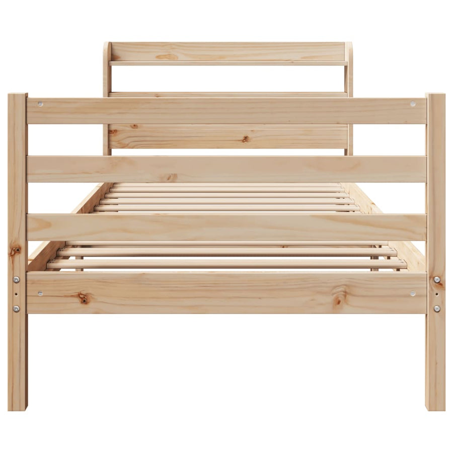 Bedframe met hoofdbord massief grenenhout 100x200 cm