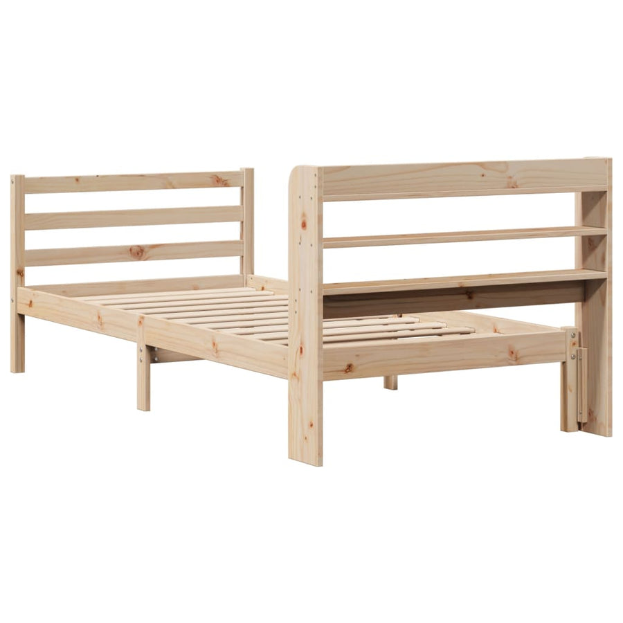 Bedframe met hoofdbord massief grenenhout 100x200 cm