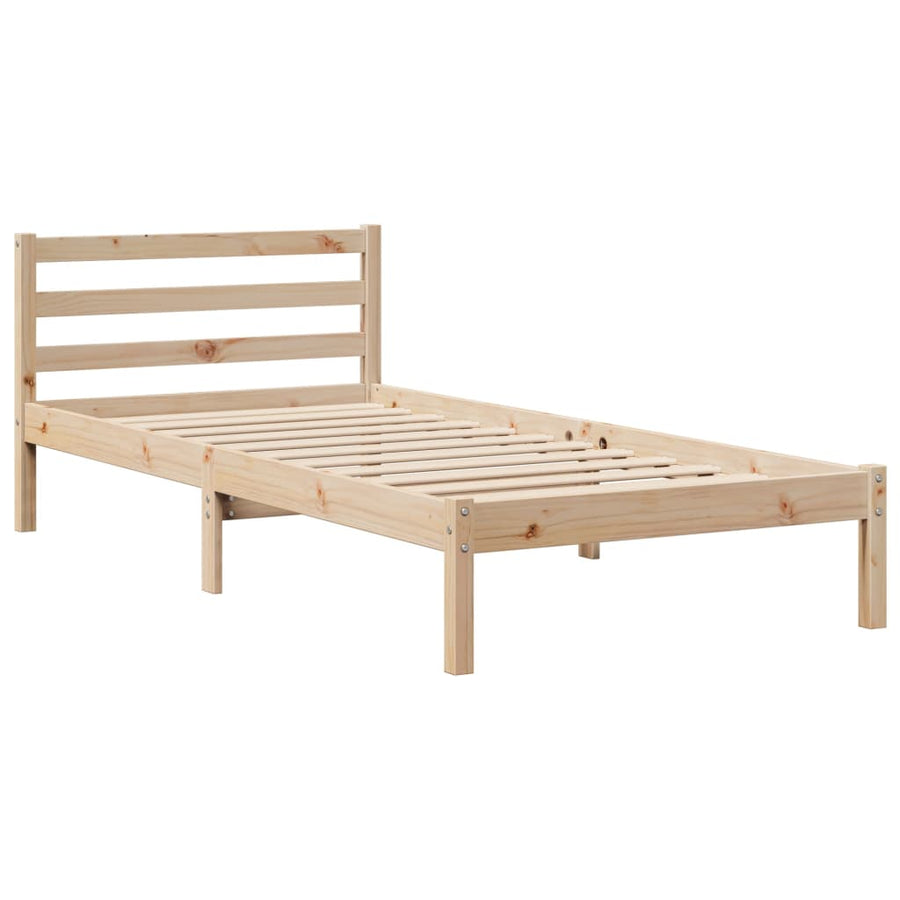Bedframe met hoofdbord massief grenenhout 100x200 cm