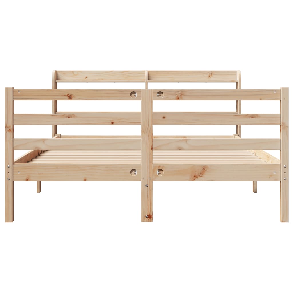 Bedframe met hoofdbord massief grenenhout wit 140x200 cm