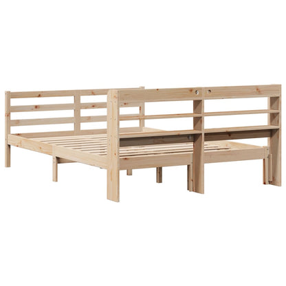 Bedframe met hoofdbord massief grenenhout wit 140x200 cm