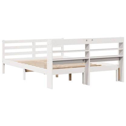 Bedframe met hoofdbord massief grenenhout wit 140x200 cm