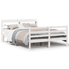 Bed frame with headboard without mattress 140x200 cm white