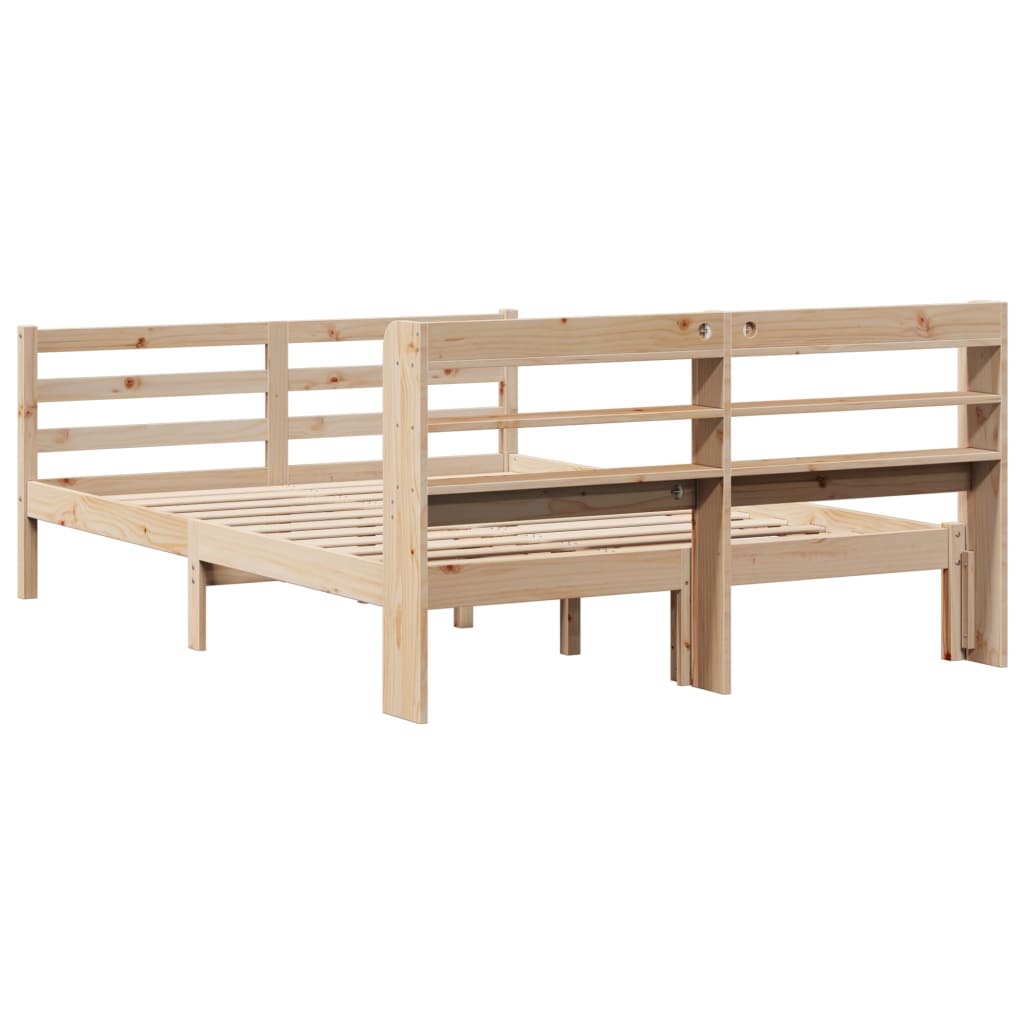 Bedframe met hoofdbord massief grenenhout 150x200 cm