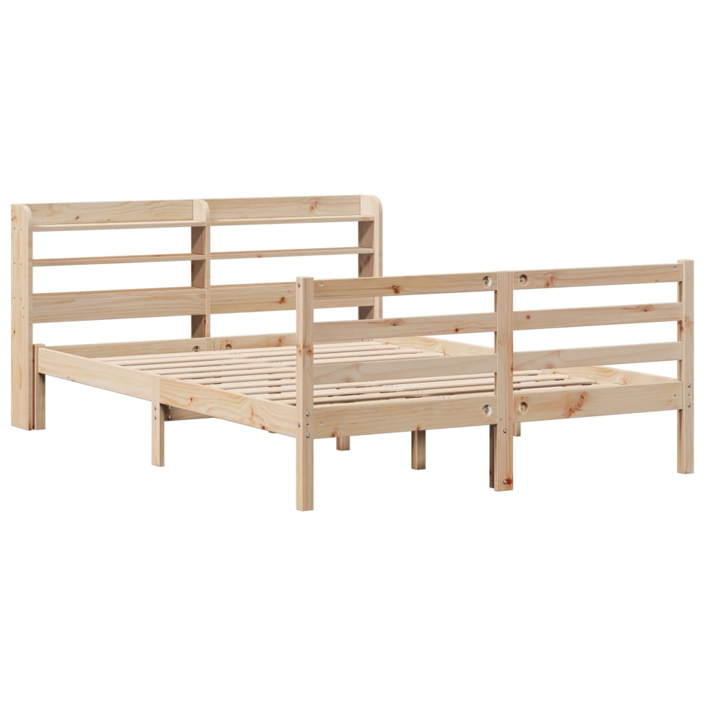 Bedframe met hoofdbord massief grenenhout 160x200 cm