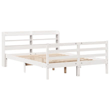 Bedframe met hoofdbord massief grenenhout wit 160x200 cm