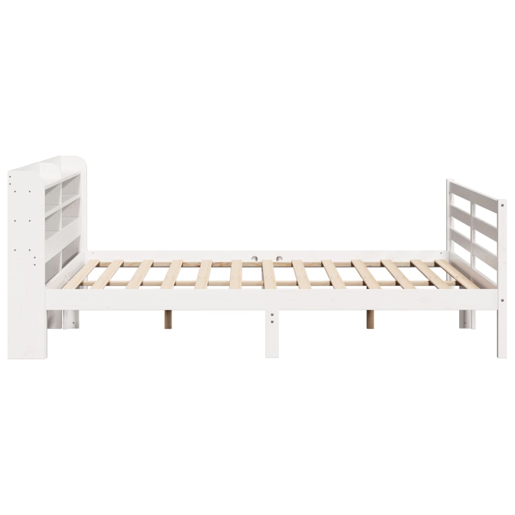 Bedframe met hoofdbord massief grenenhout wit 180x200 cm