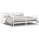 Bed frame with headboard without mattress 180x200 cm white