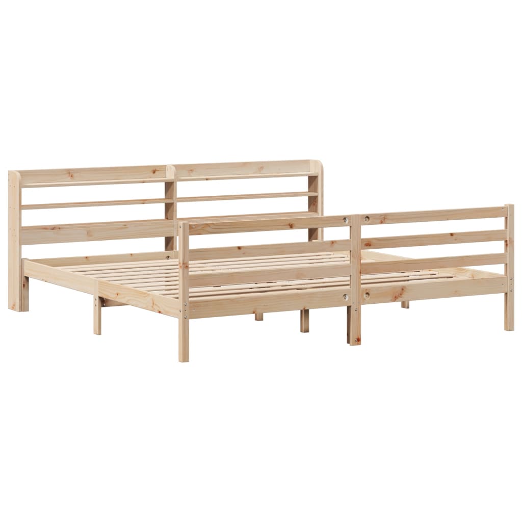 Bedframe met hoofdbord massief grenenhout 200x200 cm