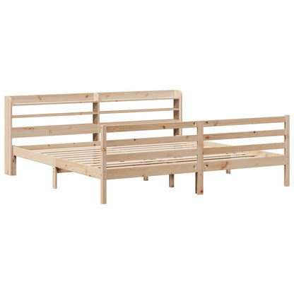 Bedframe met hoofdbord massief grenenhout 200x200 cm