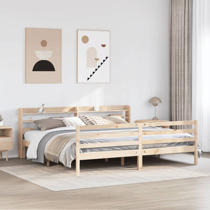 Bedframe met hoofdbord massief grenenhout 200x200 cm