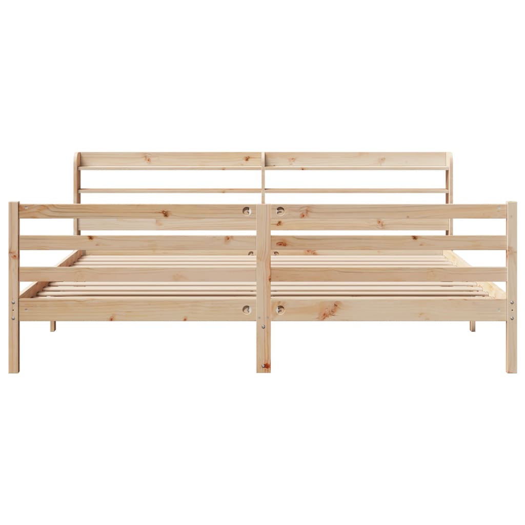 Bedframe met hoofdbord massief grenenhout 200x200 cm