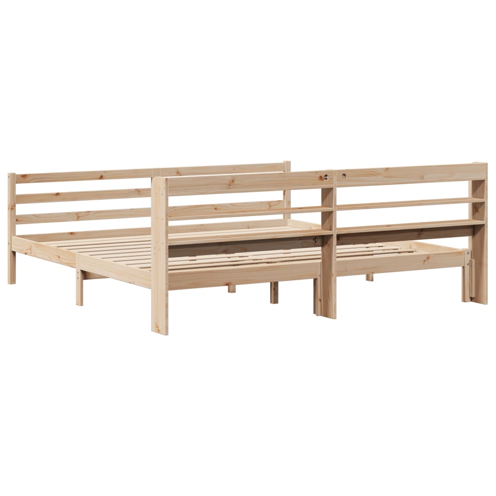 Bedframe met hoofdbord massief grenenhout 200x200 cm