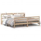 Bed frame with headboard solid pine wood 200x200 cm