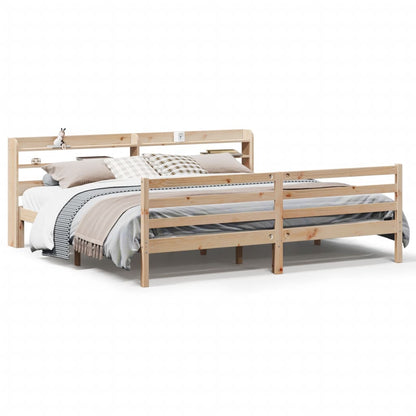 Bedframe met hoofdbord massief grenenhout 200x200 cm