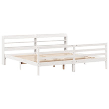 Bedframe met hoofdbord massief grenenhout wit 200x200 cm