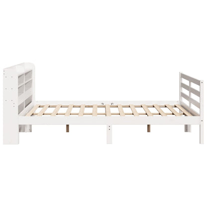 Bedframe met hoofdbord massief grenenhout wit 200x200 cm