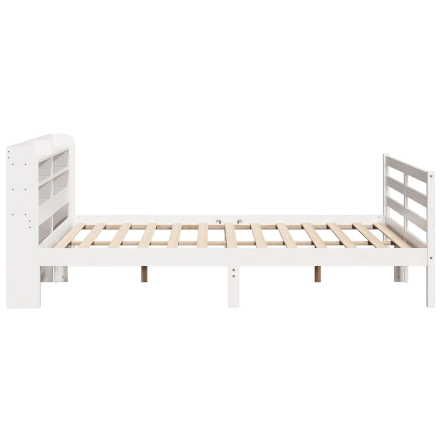 Bedframe met hoofdbord massief grenenhout wit 200x200 cm
