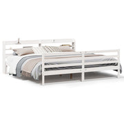 Bedframe 200x200 cm massief grenenhout wit