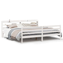 Bedframe met hoofdbord massief grenenhout wit 200x200 cm