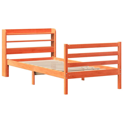 Bedframe zonder matras massief grenenhout wasbruin 75x190 cm