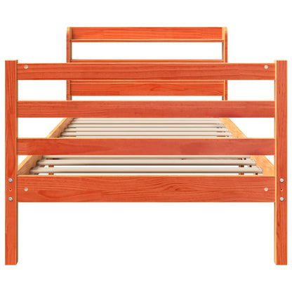 Bedframe zonder matras massief grenenhout wasbruin 75x190 cm