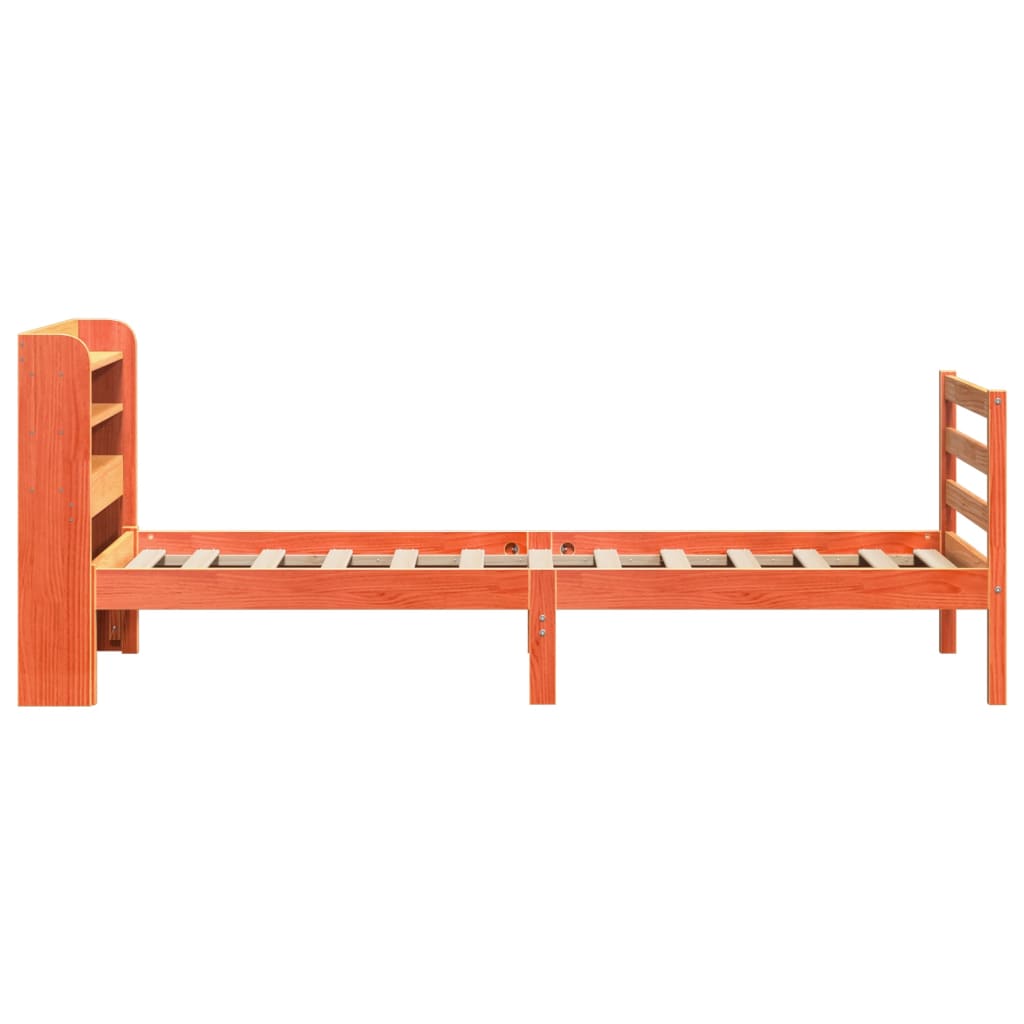 Bedframe zonder matras massief grenenhout wasbruin 75x190 cm