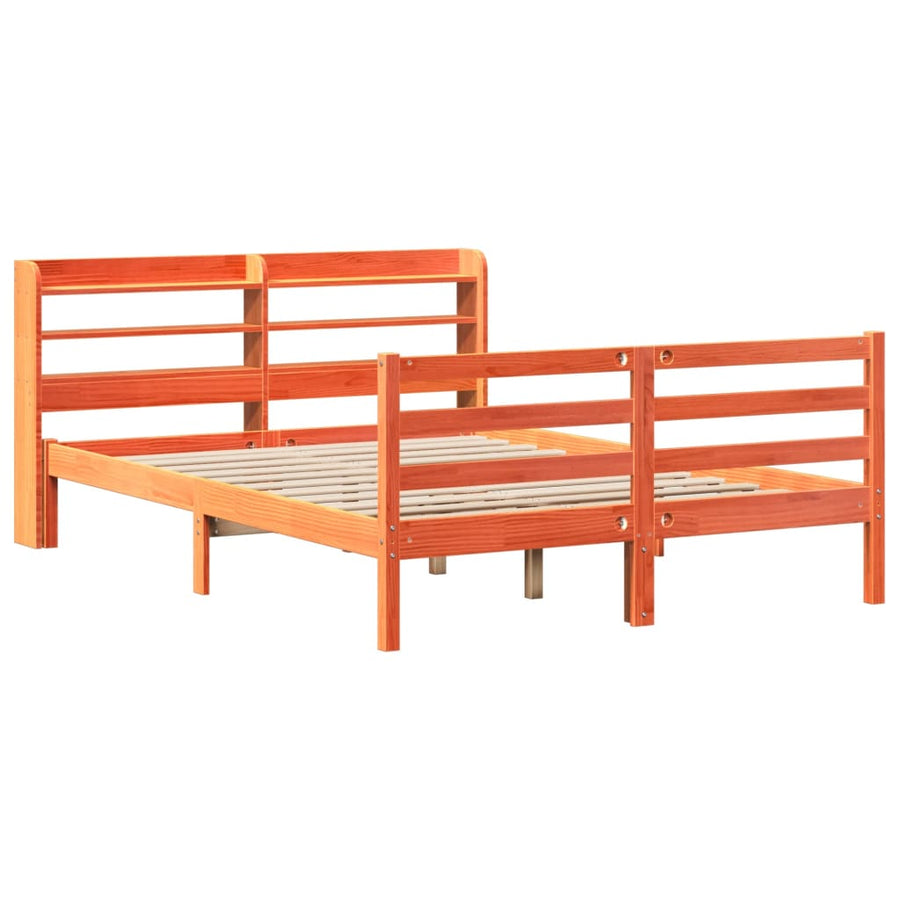 Bedframe zonder matras massief grenenhout wasbruin 120x190 cm