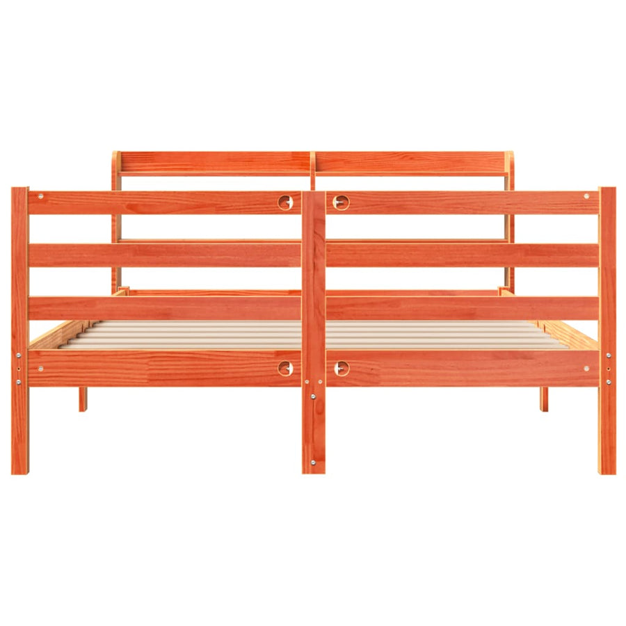 Bedframe zonder matras massief grenenhout wasbruin 120x190 cm