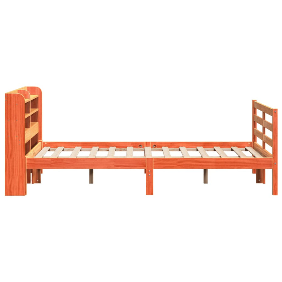 Bedframe zonder matras massief grenenhout wasbruin 120x190 cm