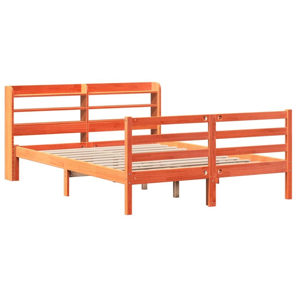 Bedframe zonder matras massief grenenhout wasbruin 120x200 cm