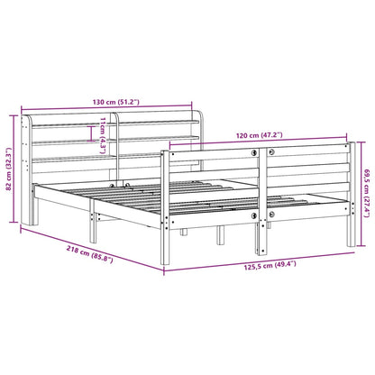 Bedframe zonder matras massief grenenhout wasbruin 120x200 cm