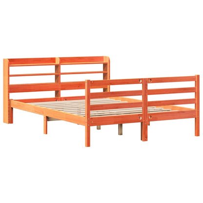 Bedframe zonder matras massief grenenhout wasbruin 140x200 cm