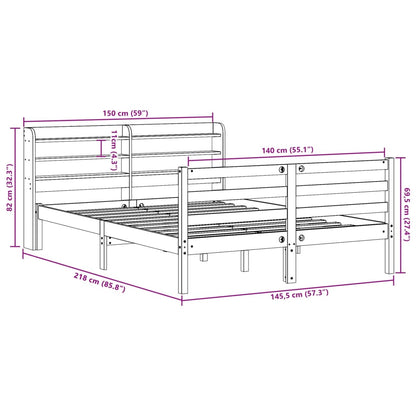 Bedframe zonder matras massief grenenhout wasbruin 140x200 cm