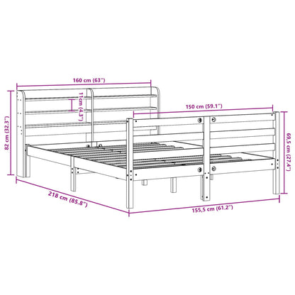 Bedframe zonder matras massief grenenhout wasbruin 150x200 cm